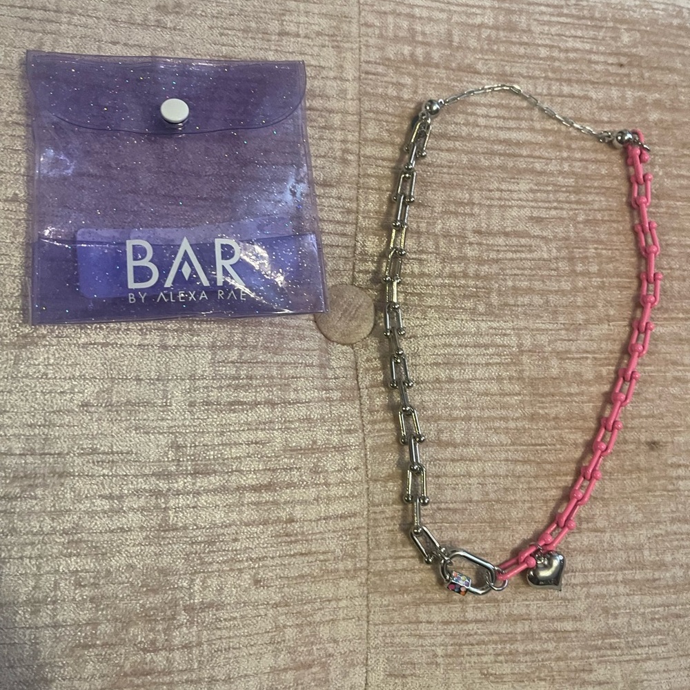 By Alexa Rae sliver and pink necklace new